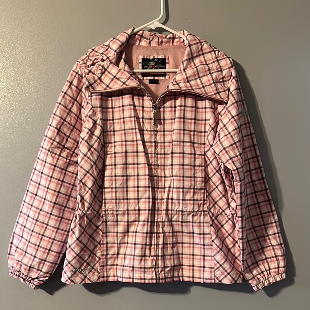 ZeroXposure Pink and White Rain Jacket Size Large